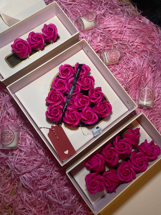 "I Love You" Pink Rose Flower Box